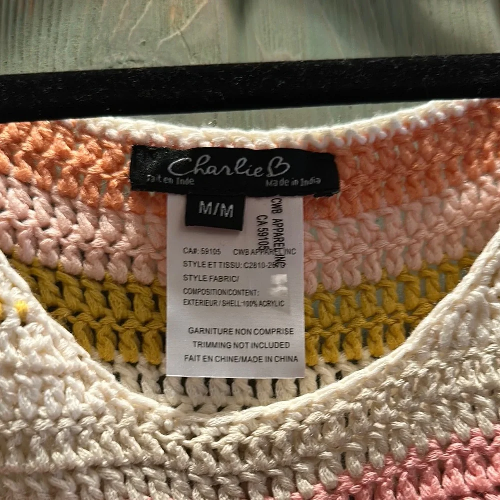 CHARLIE B Pink and Yellow Striped Tank Top - Picture 4 of 6